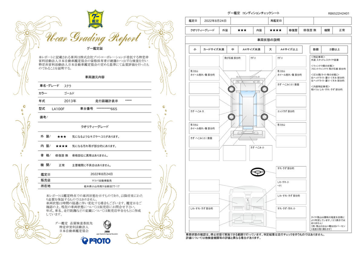 車両状態評価書