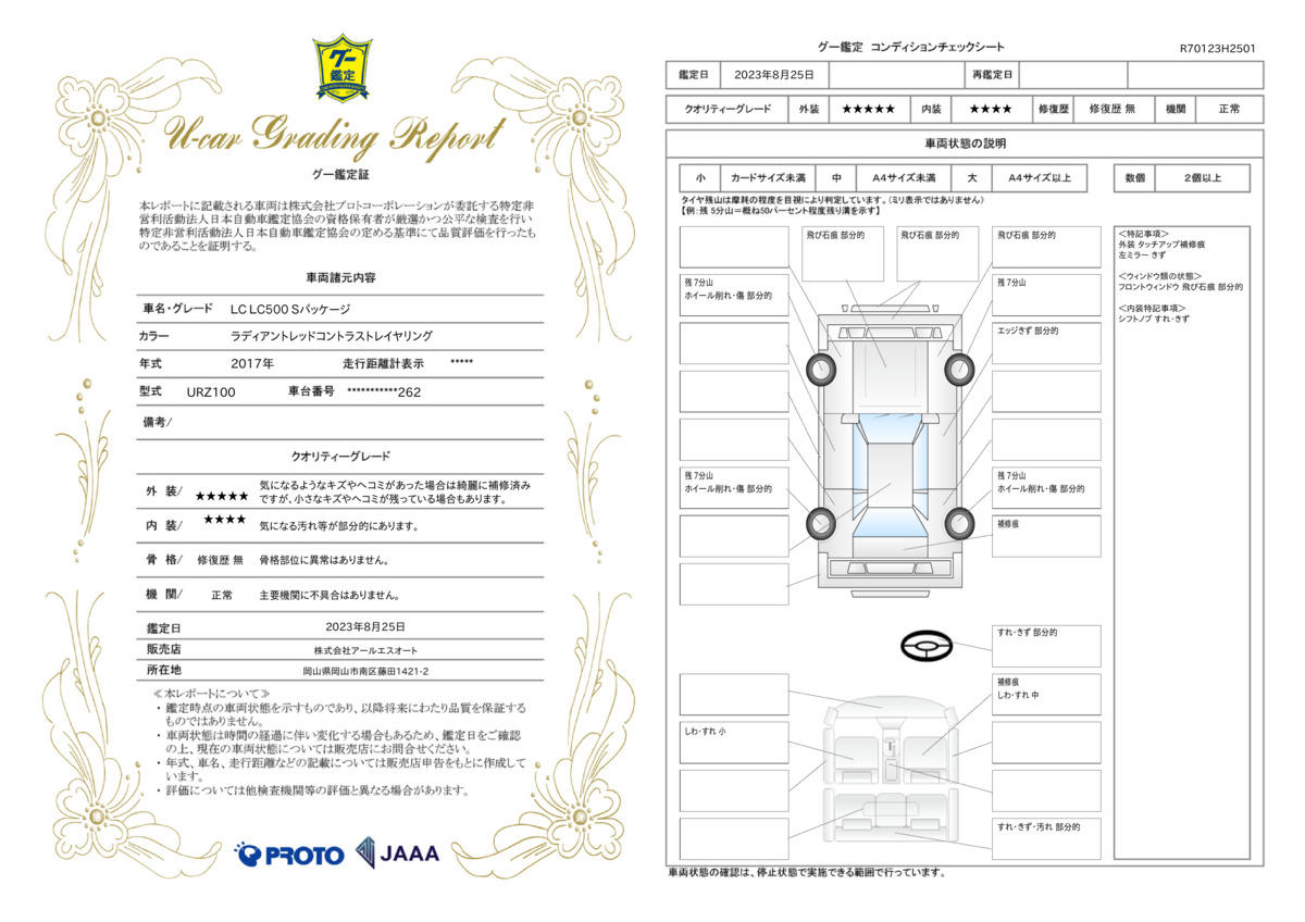 車両状態評価書