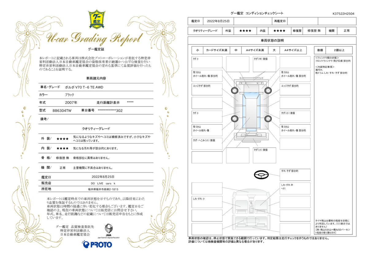 車両状態評価書