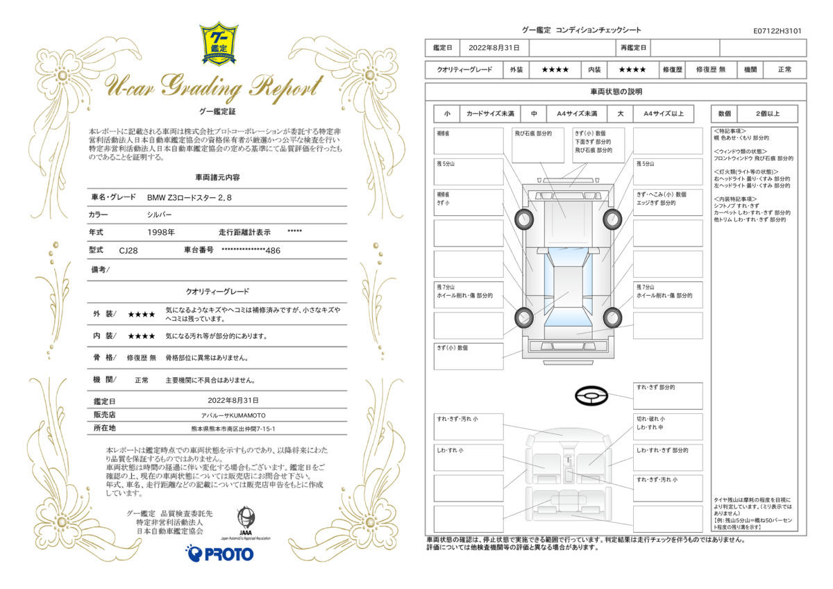 車両状態評価書