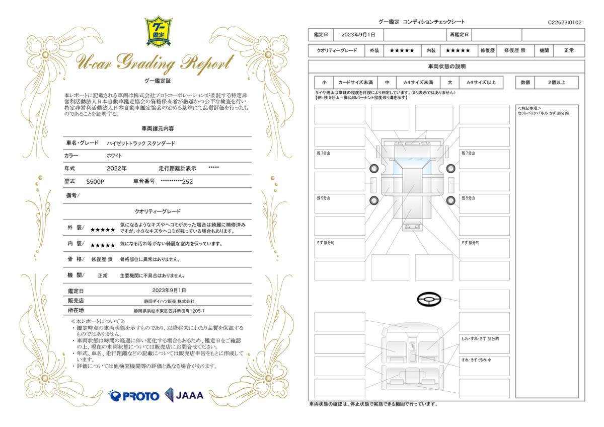 車両状態評価書