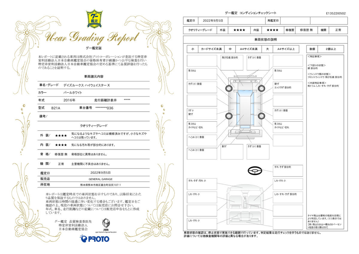 車両状態評価書