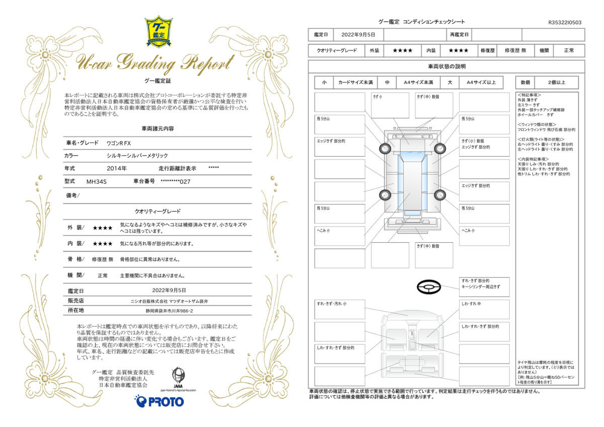 車両状態評価書