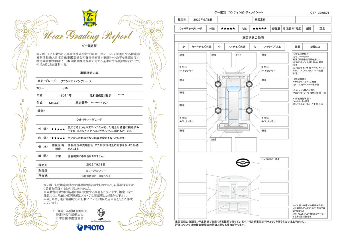 車両状態評価書