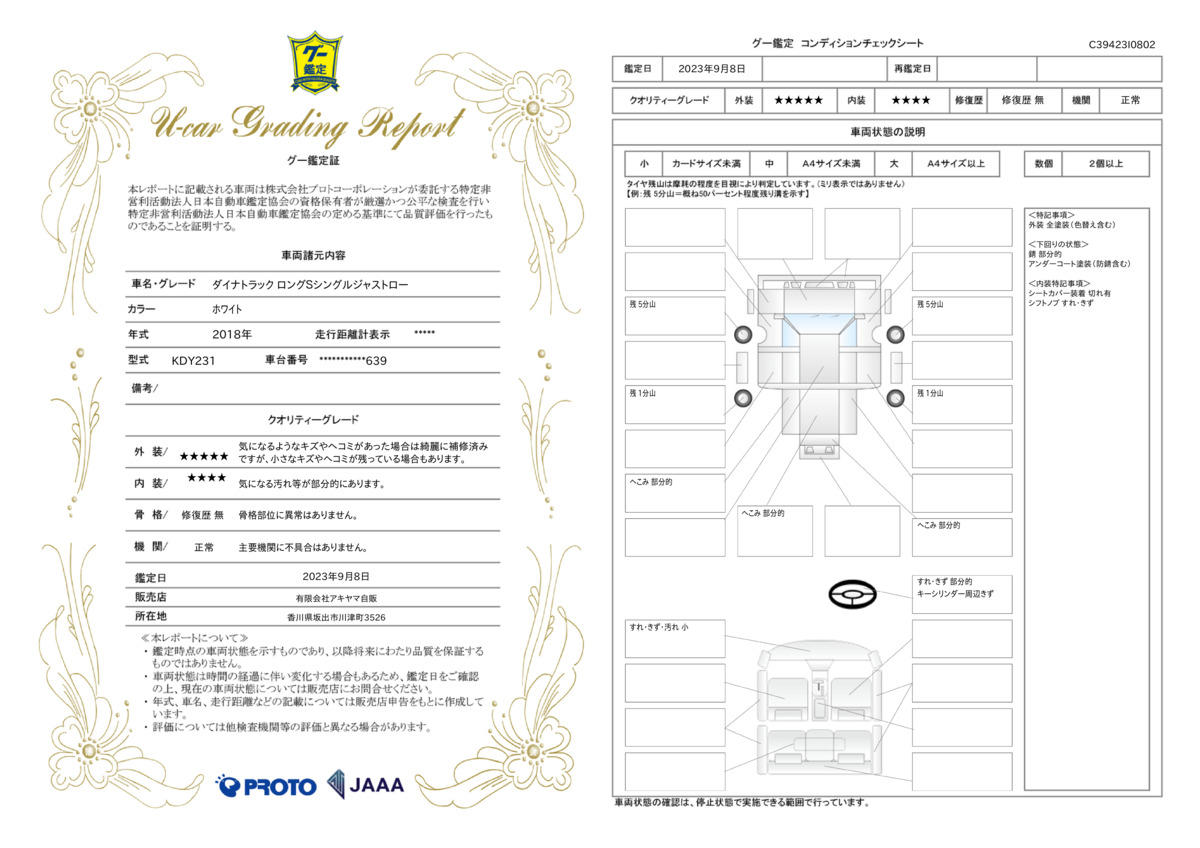 車両状態評価書