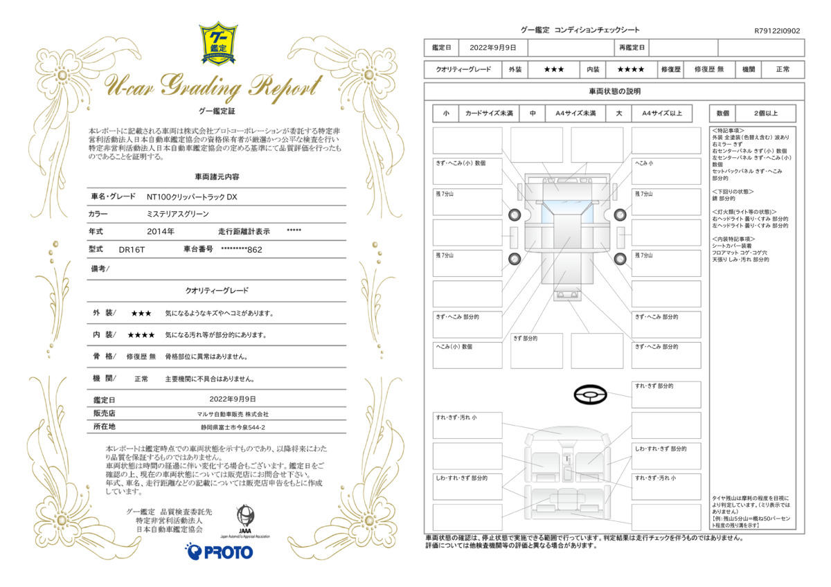 車両状態評価書