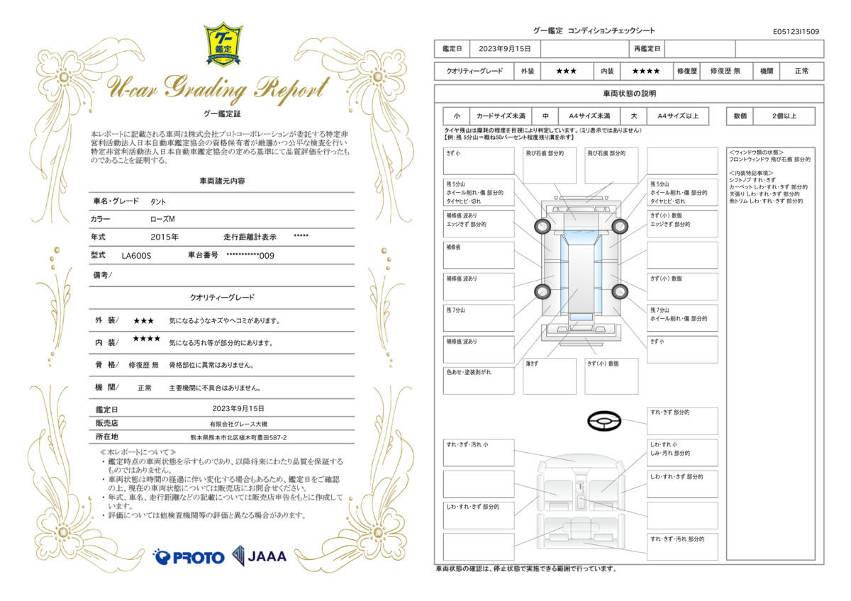 車両状態評価書