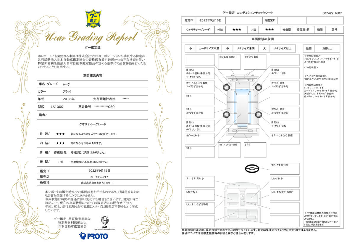 車両状態評価書