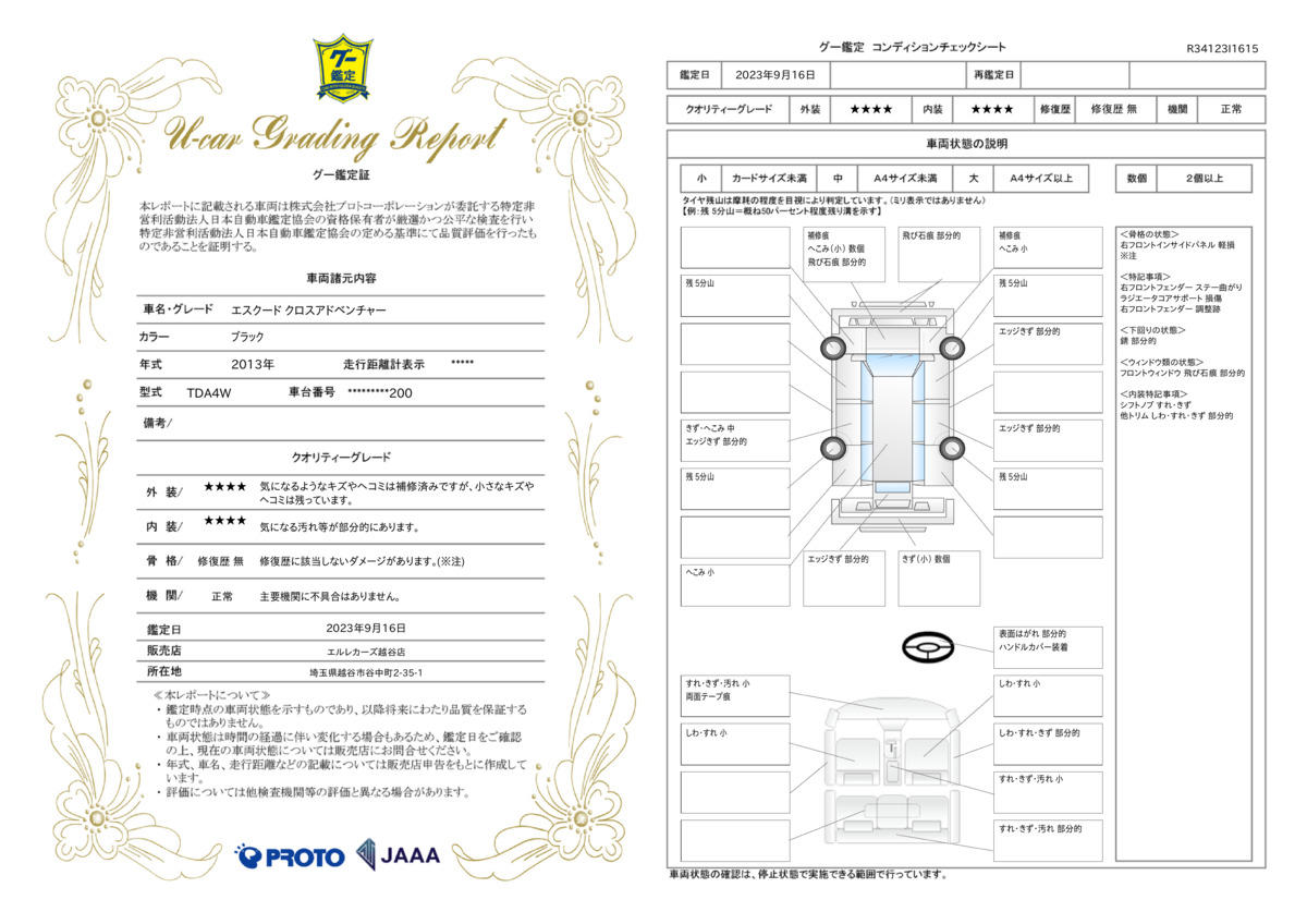 車両状態評価書