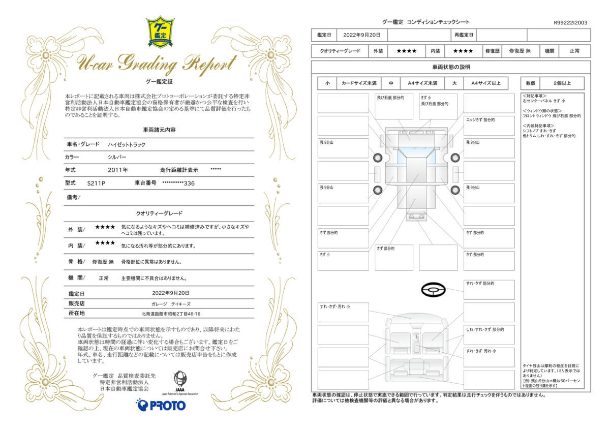 車両状態評価書