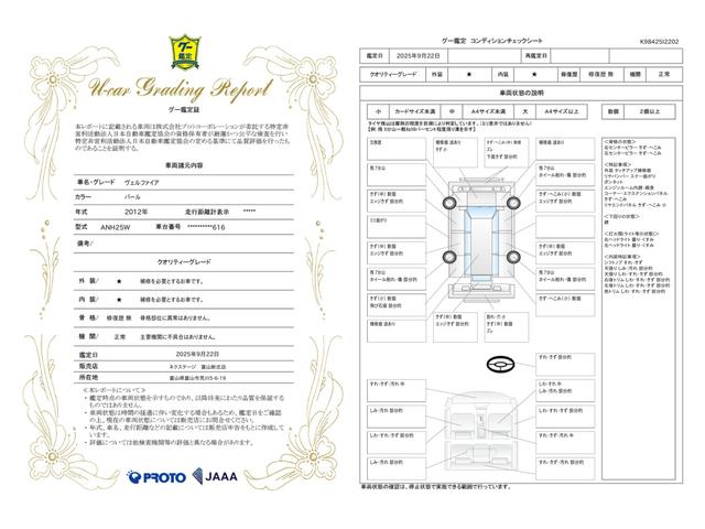 車両状態評価書