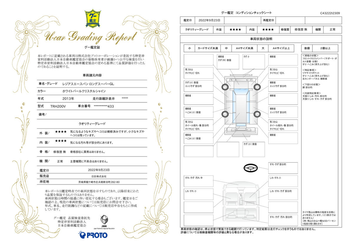 車両状態評価書