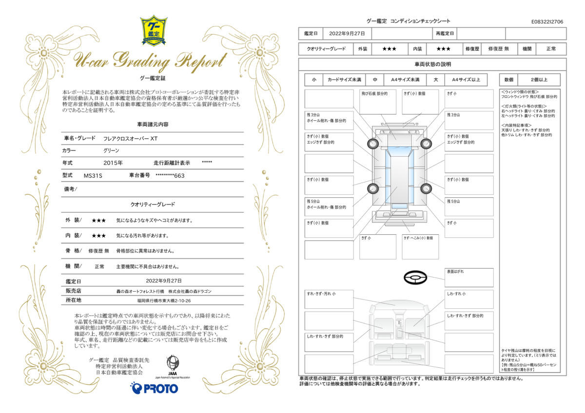 車両状態評価書