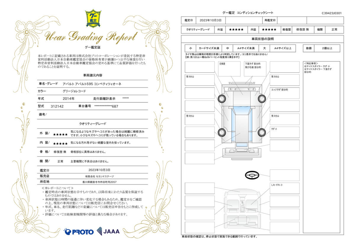 車両状態評価書