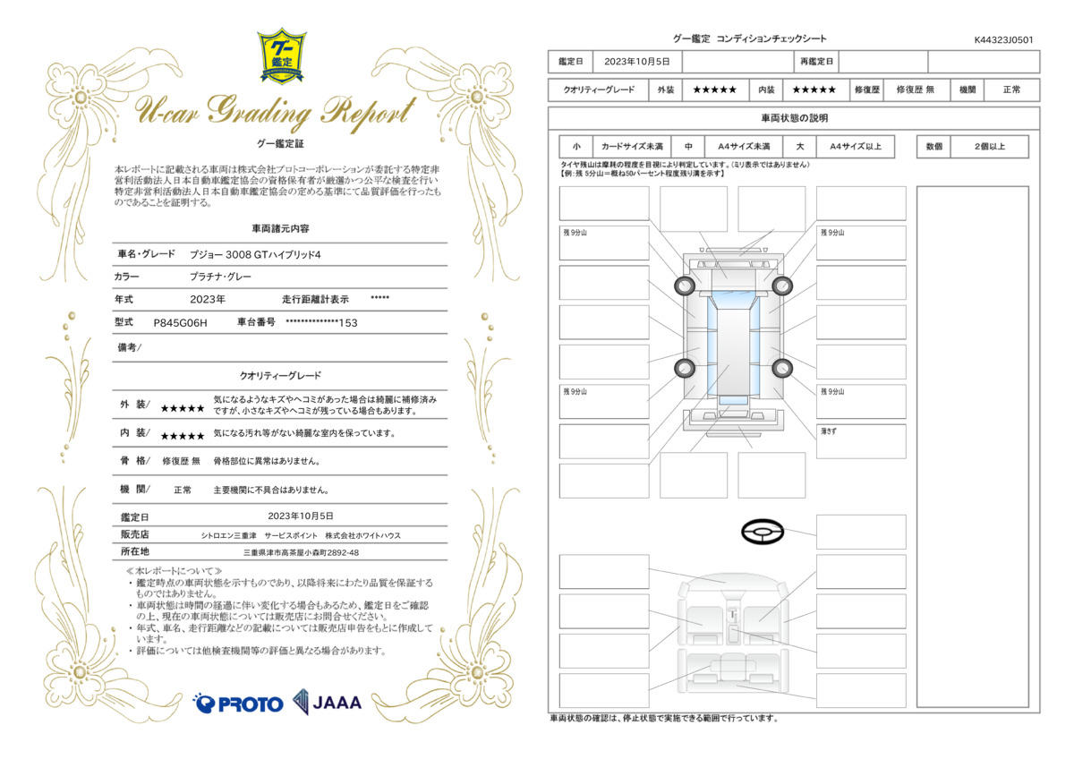 車両状態評価書