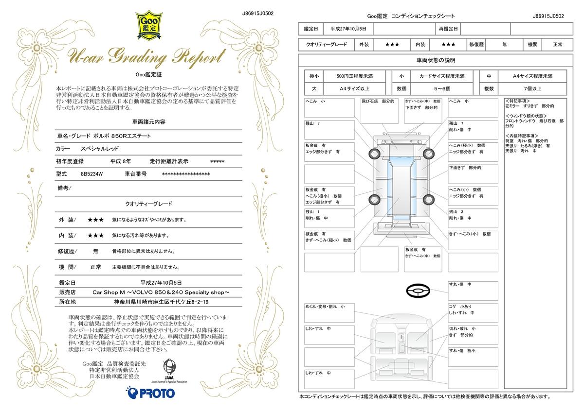 車両状態評価書