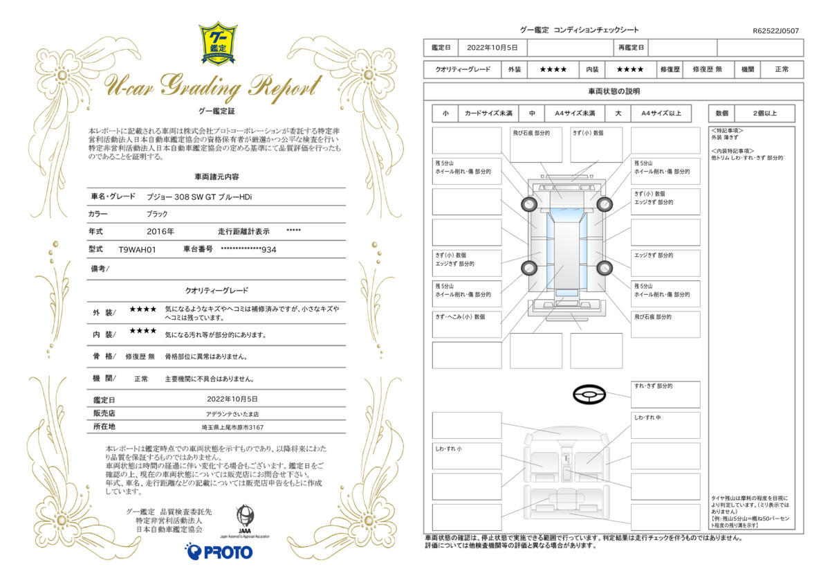 車両状態評価書