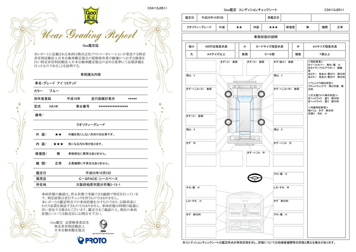 車両状態評価書