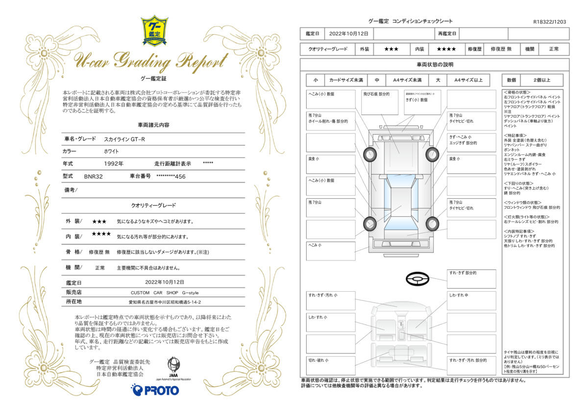 車両状態評価書