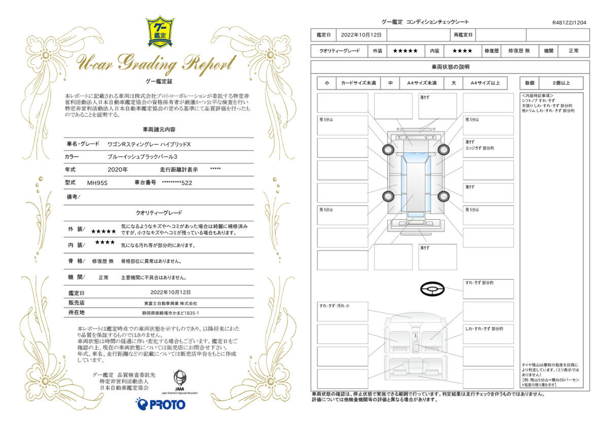 車両状態評価書