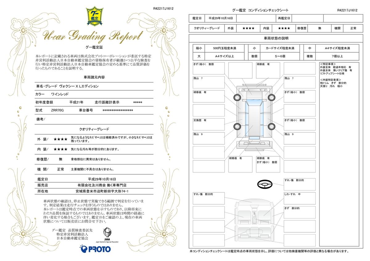 車両状態評価書