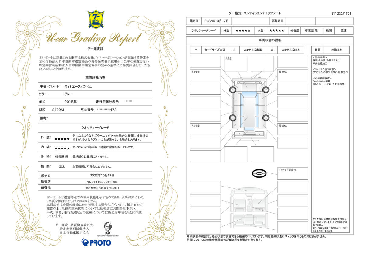 車両状態評価書