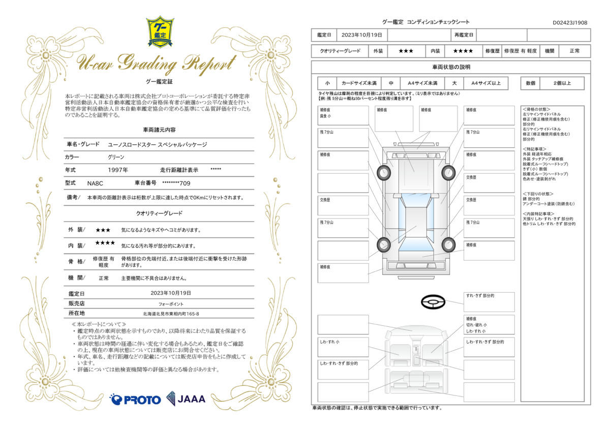 車両状態評価書