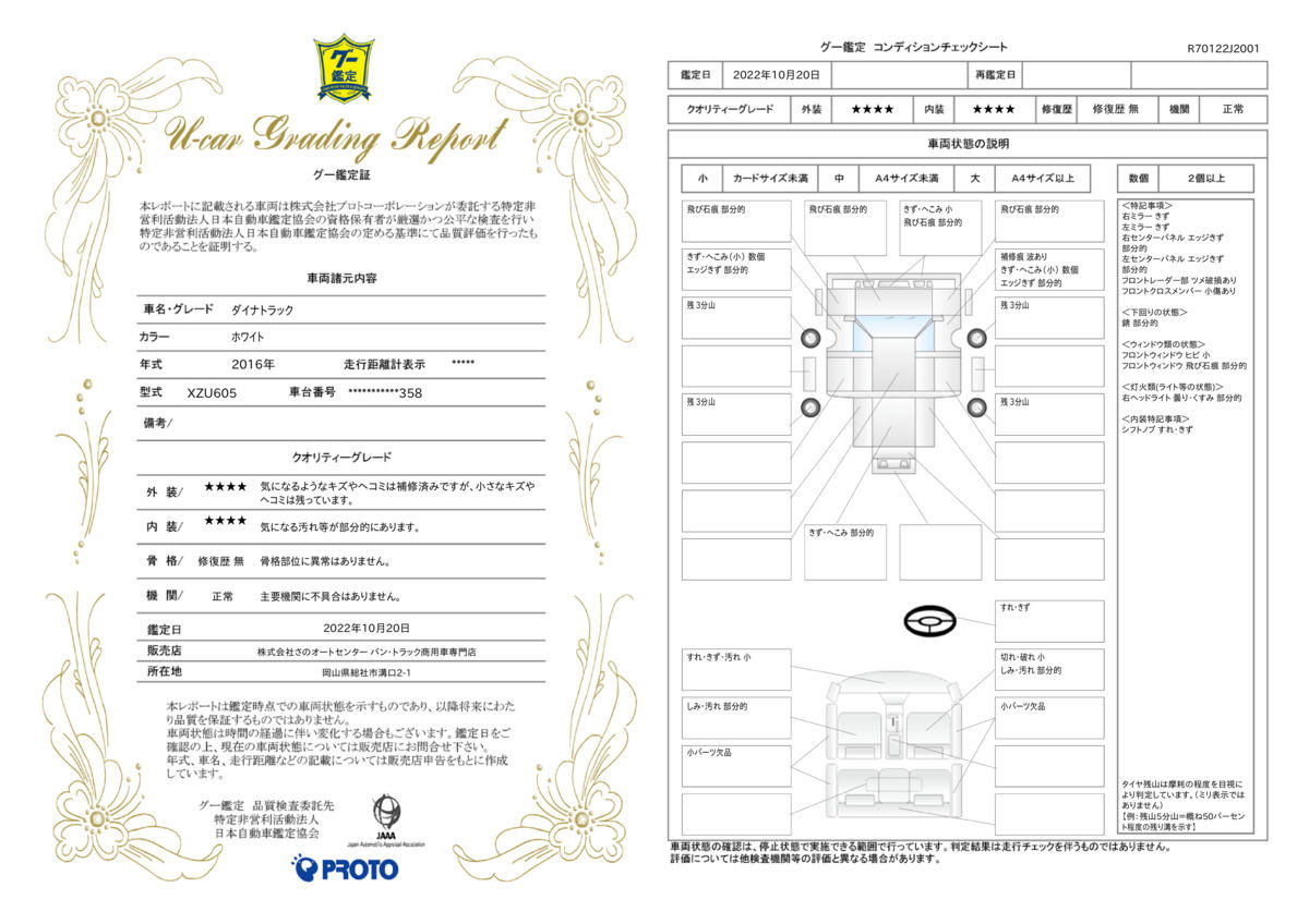 車両状態評価書