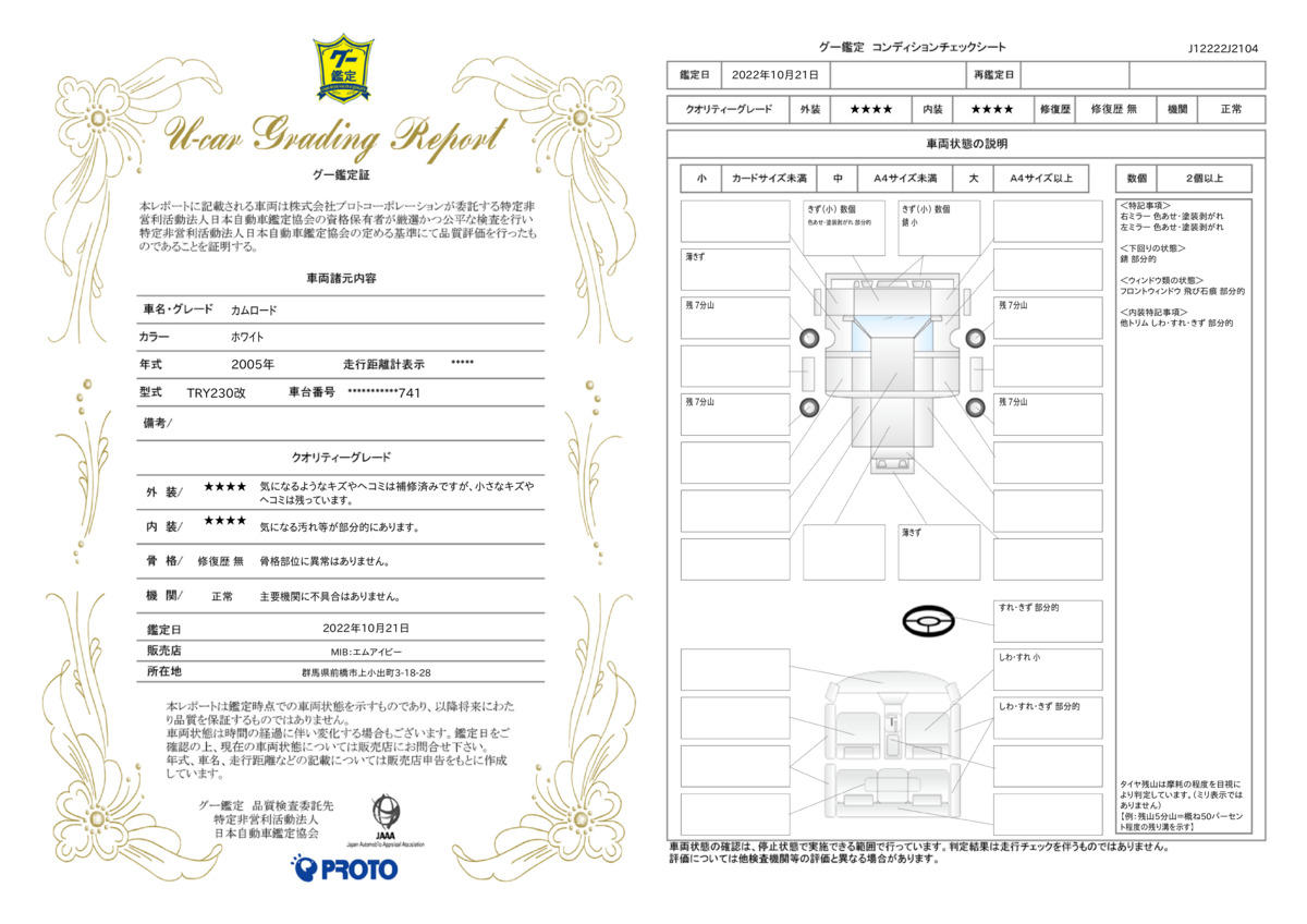 車両状態評価書