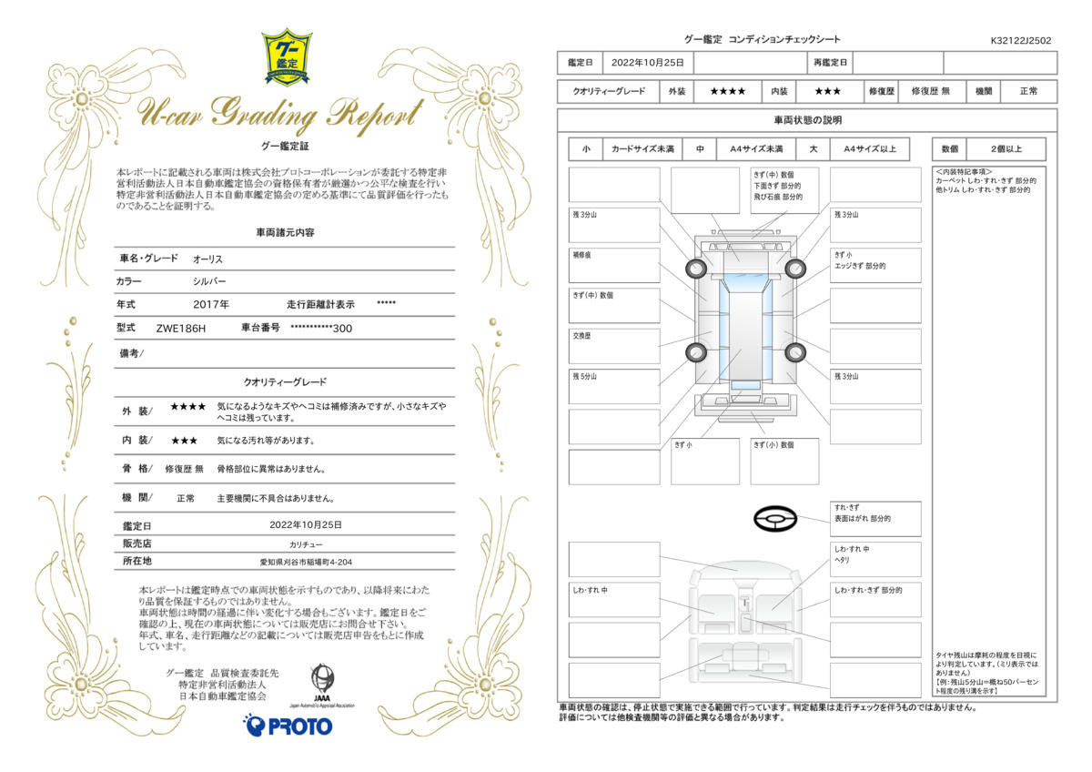 車両状態評価書