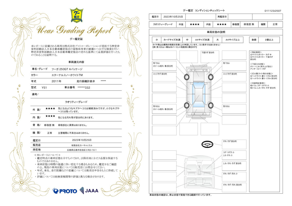 車両状態評価書