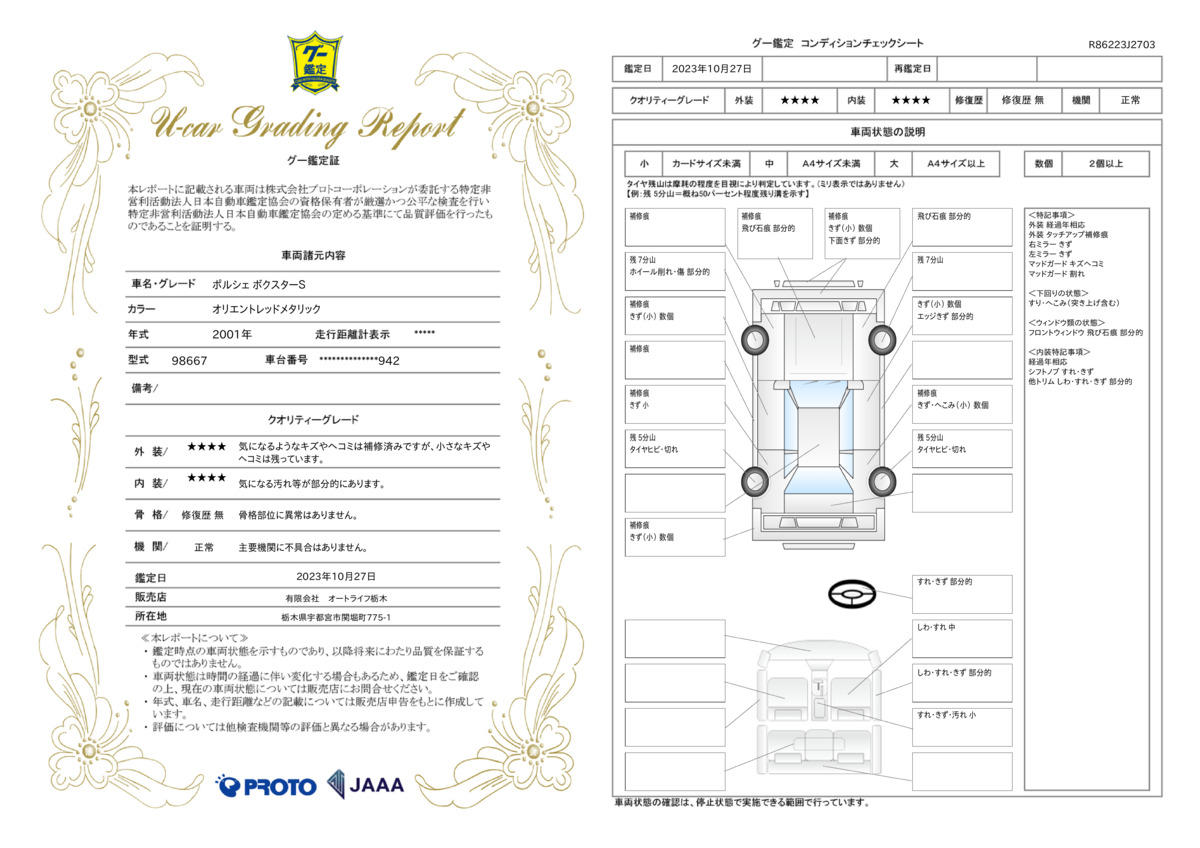 車両状態評価書