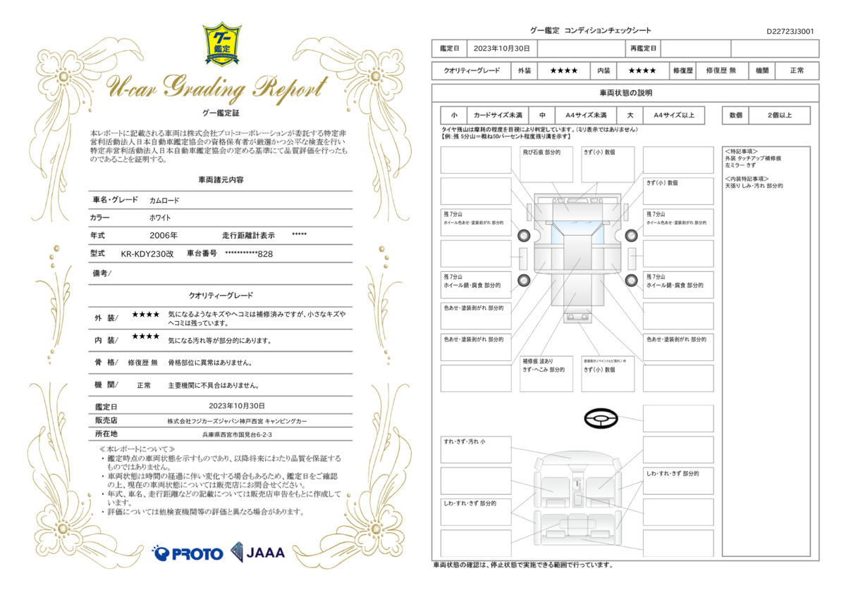 車両状態評価書