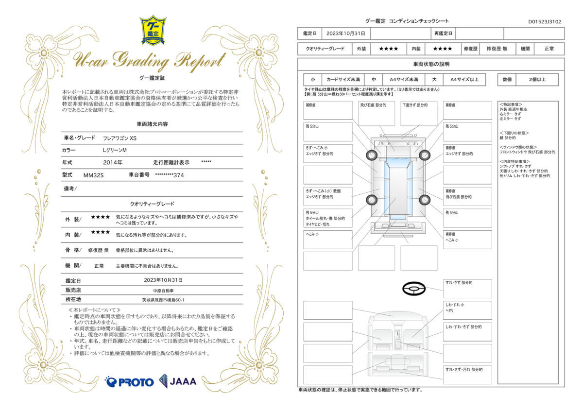 車両状態評価書