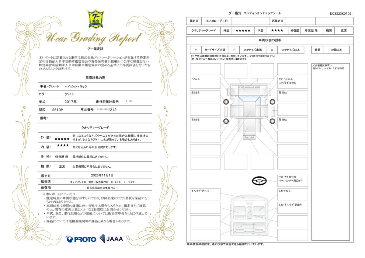 車両状態評価書