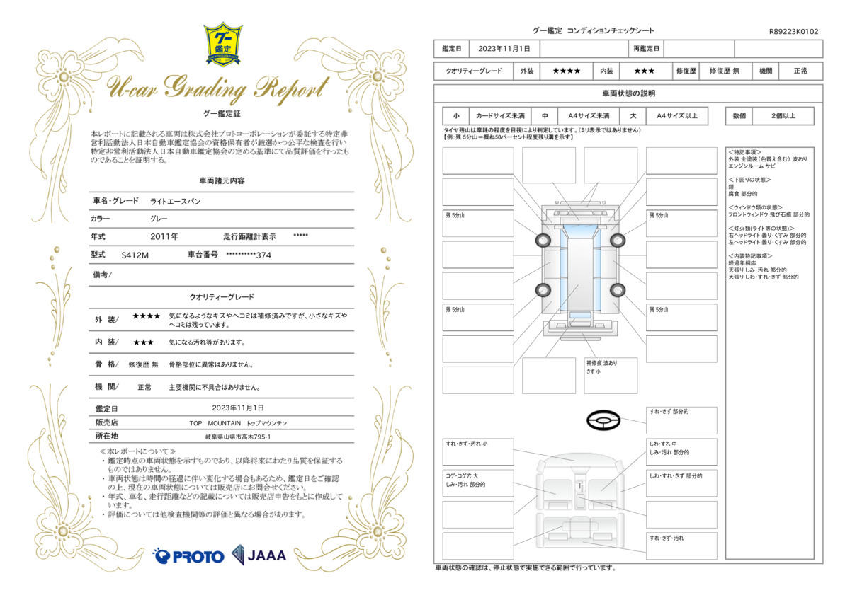 車両状態評価書