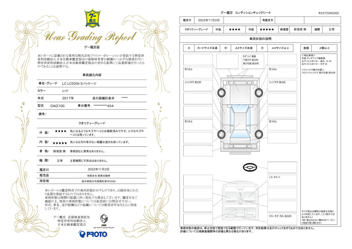 車両状態評価書