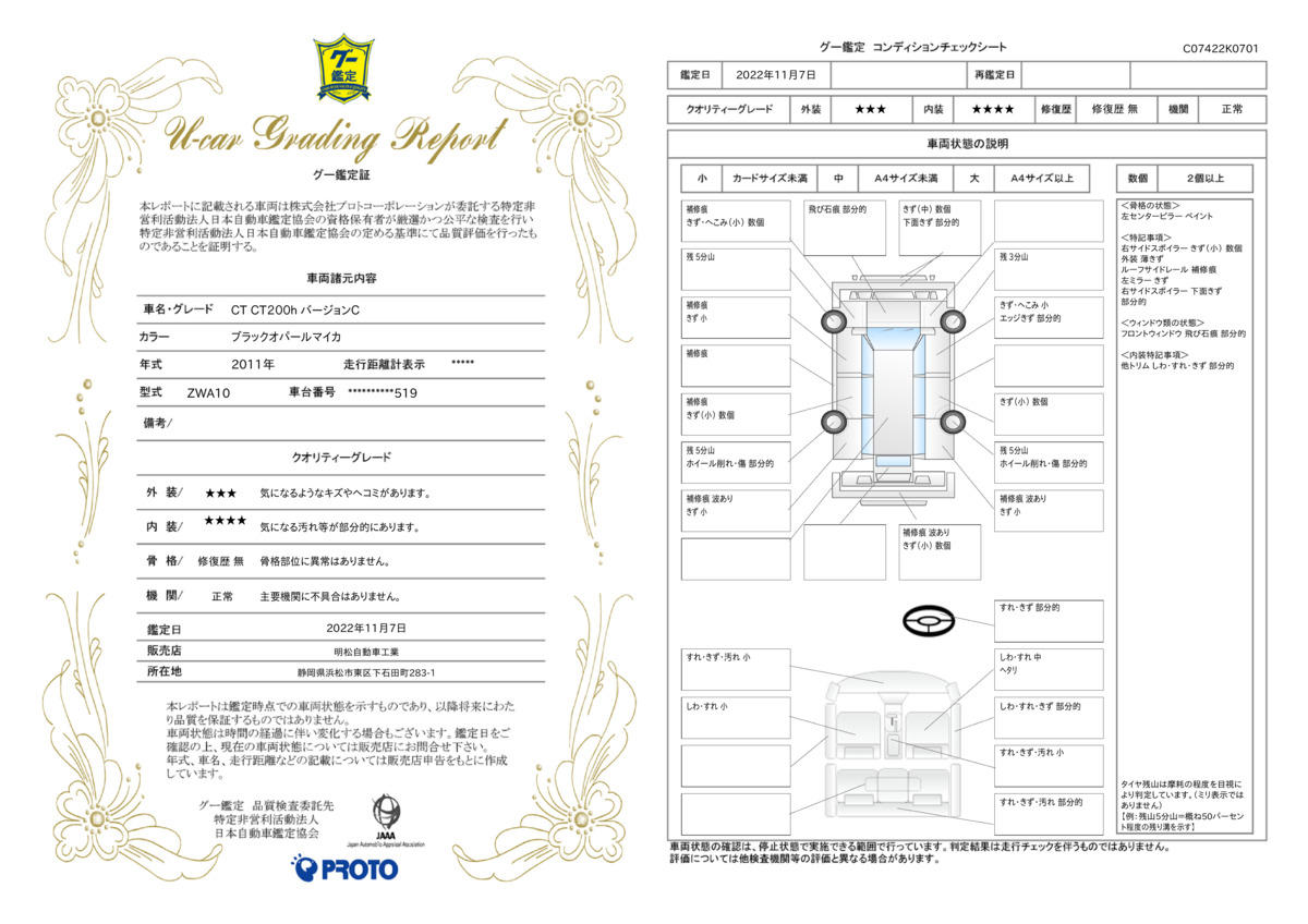 車両状態評価書