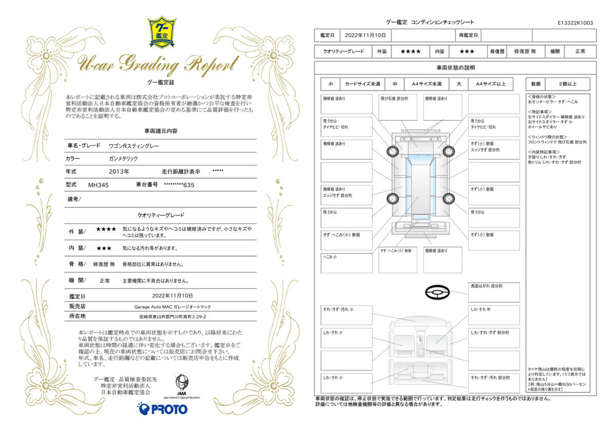 車両状態評価書