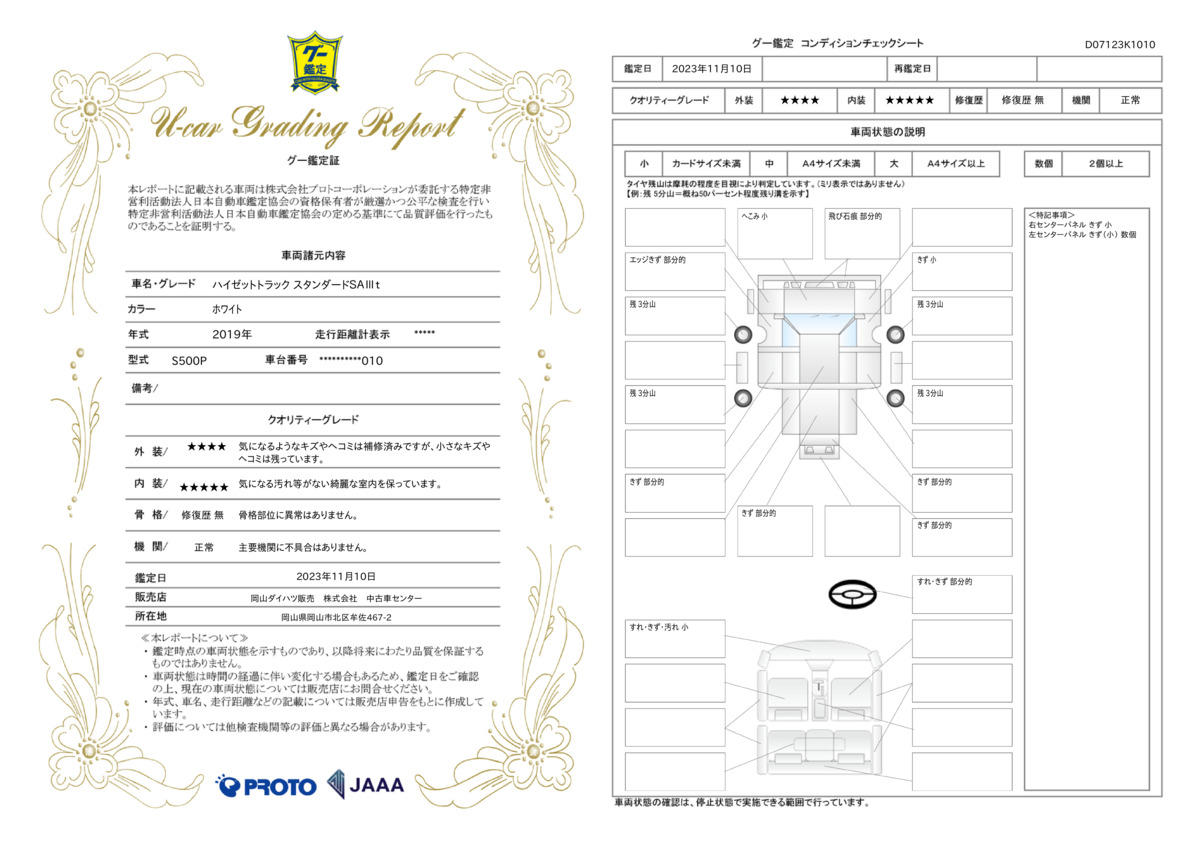 車両状態評価書