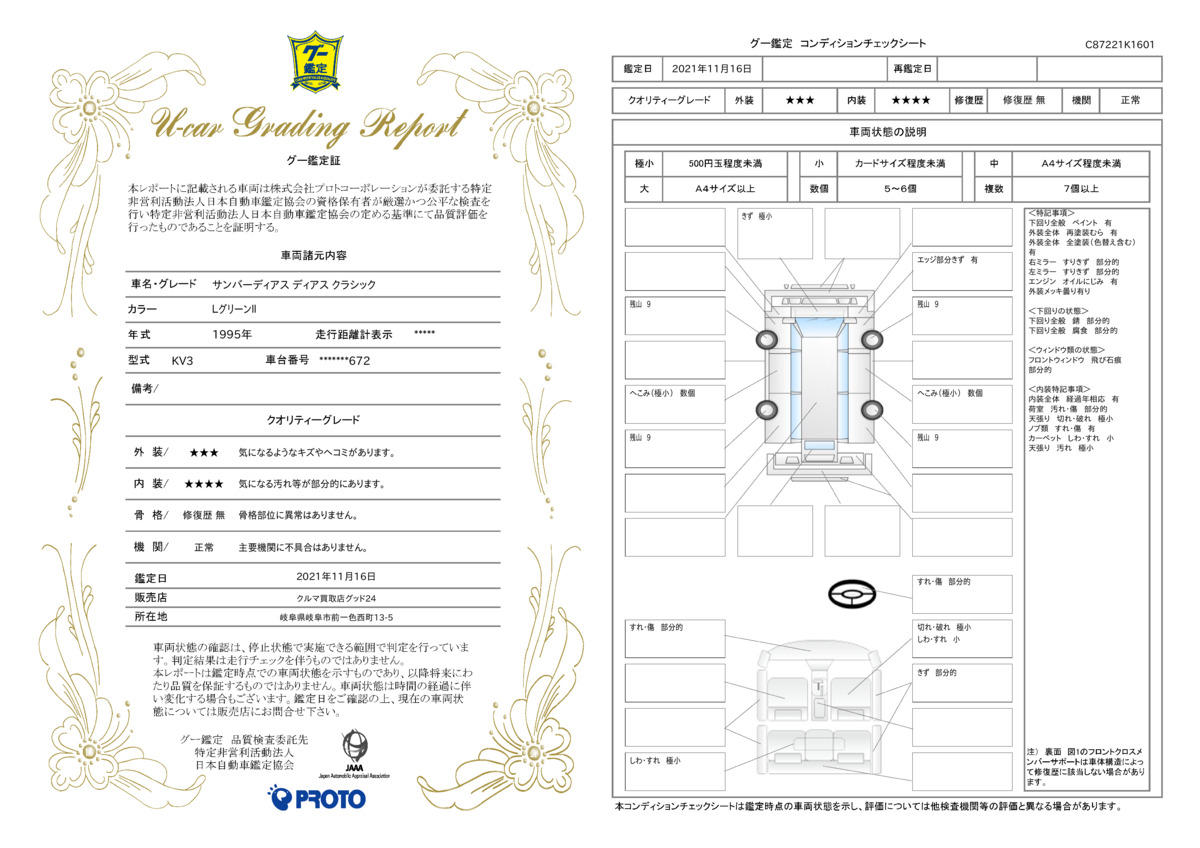 車両状態評価書