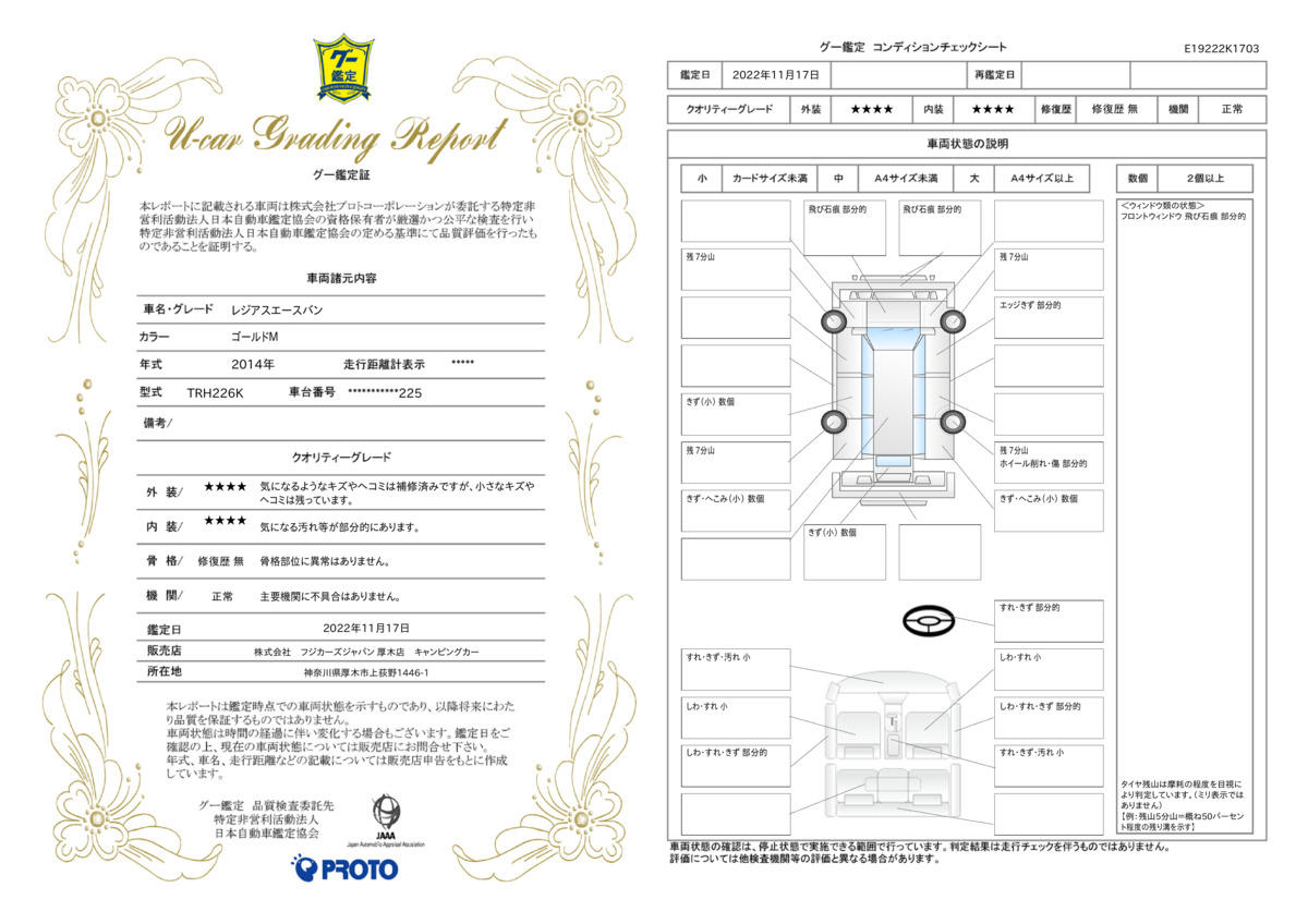 車両状態評価書