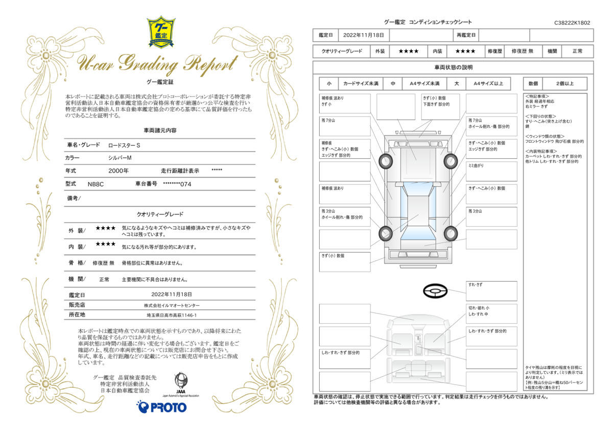 車両状態評価書