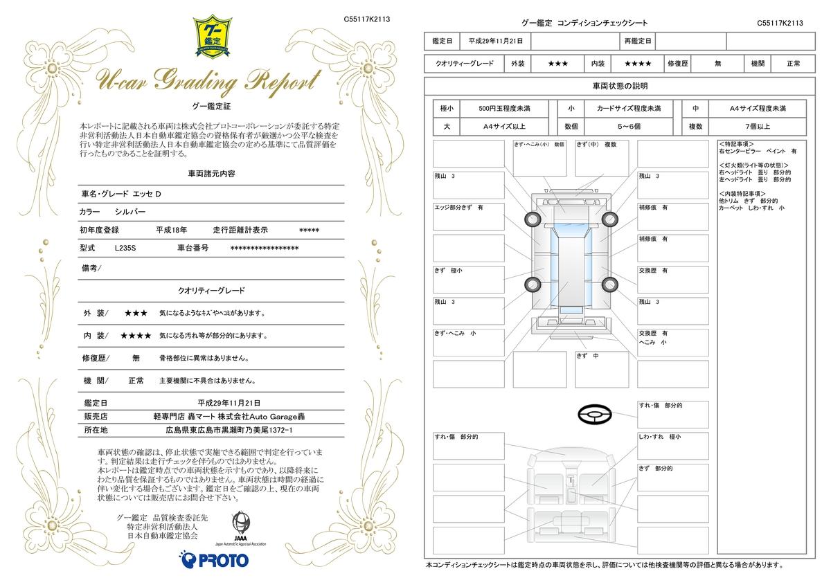 車両状態評価書