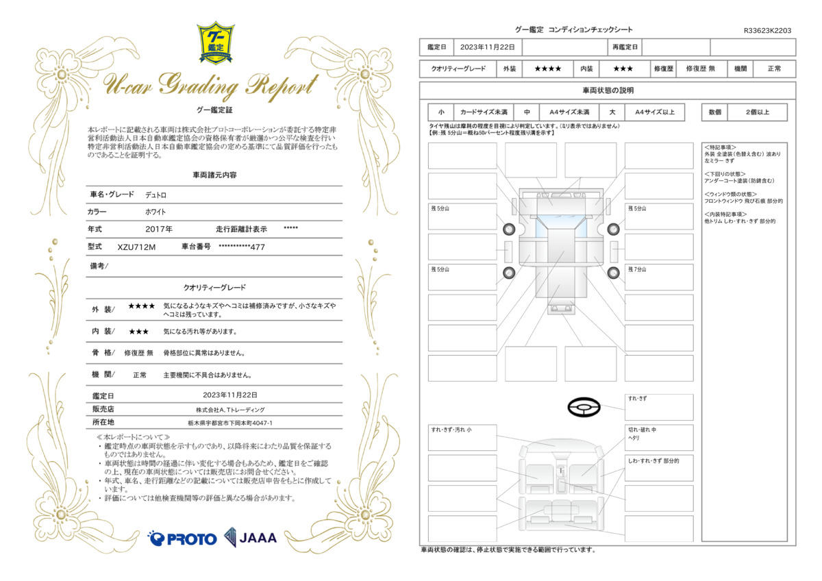 車両状態評価書