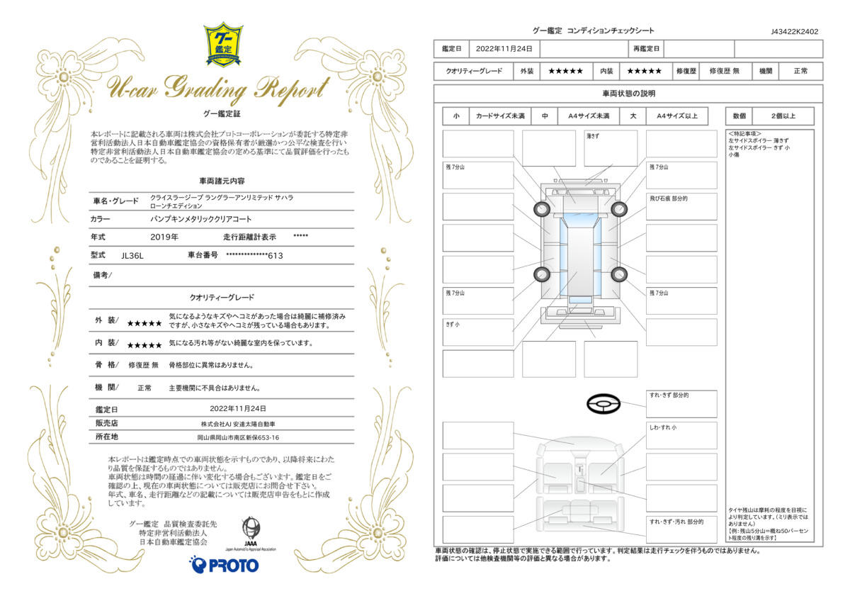 車両状態評価書