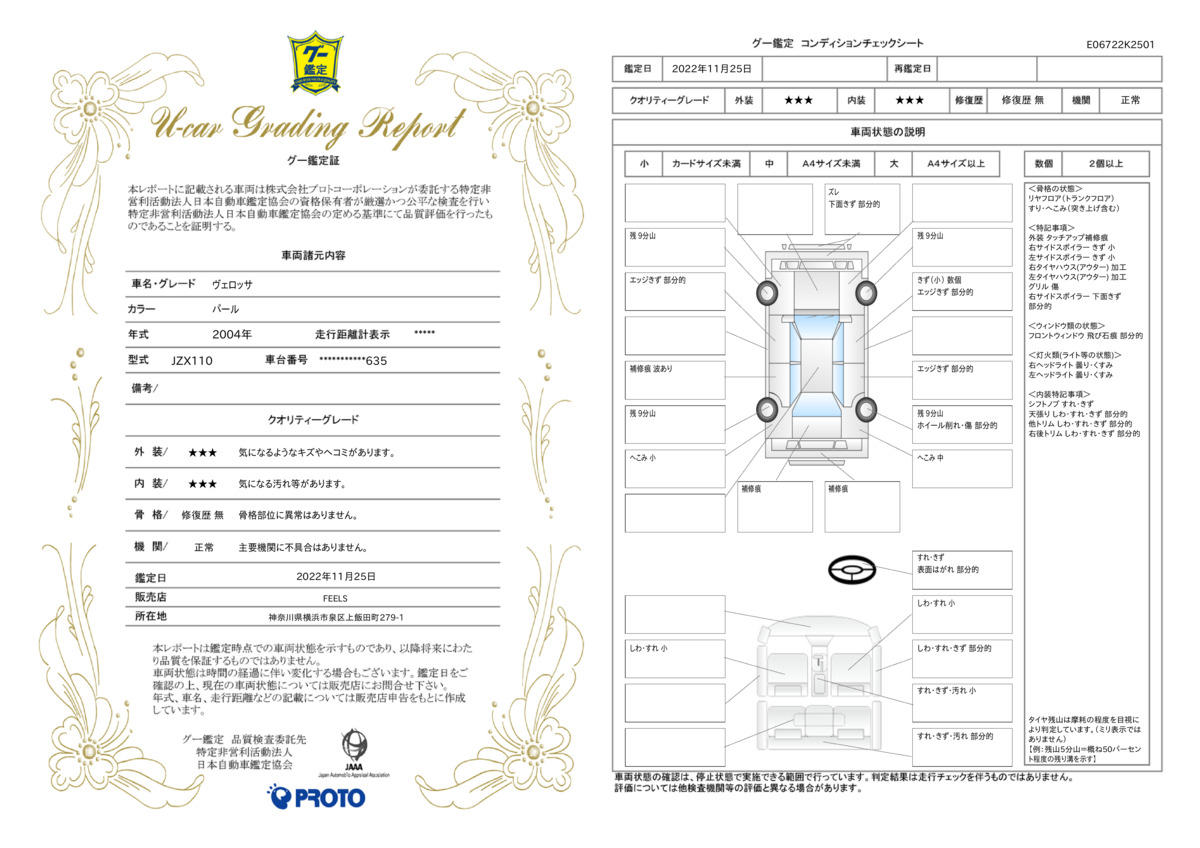 車両状態評価書