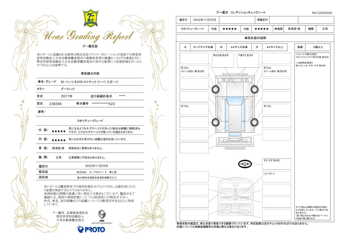 車両状態評価書