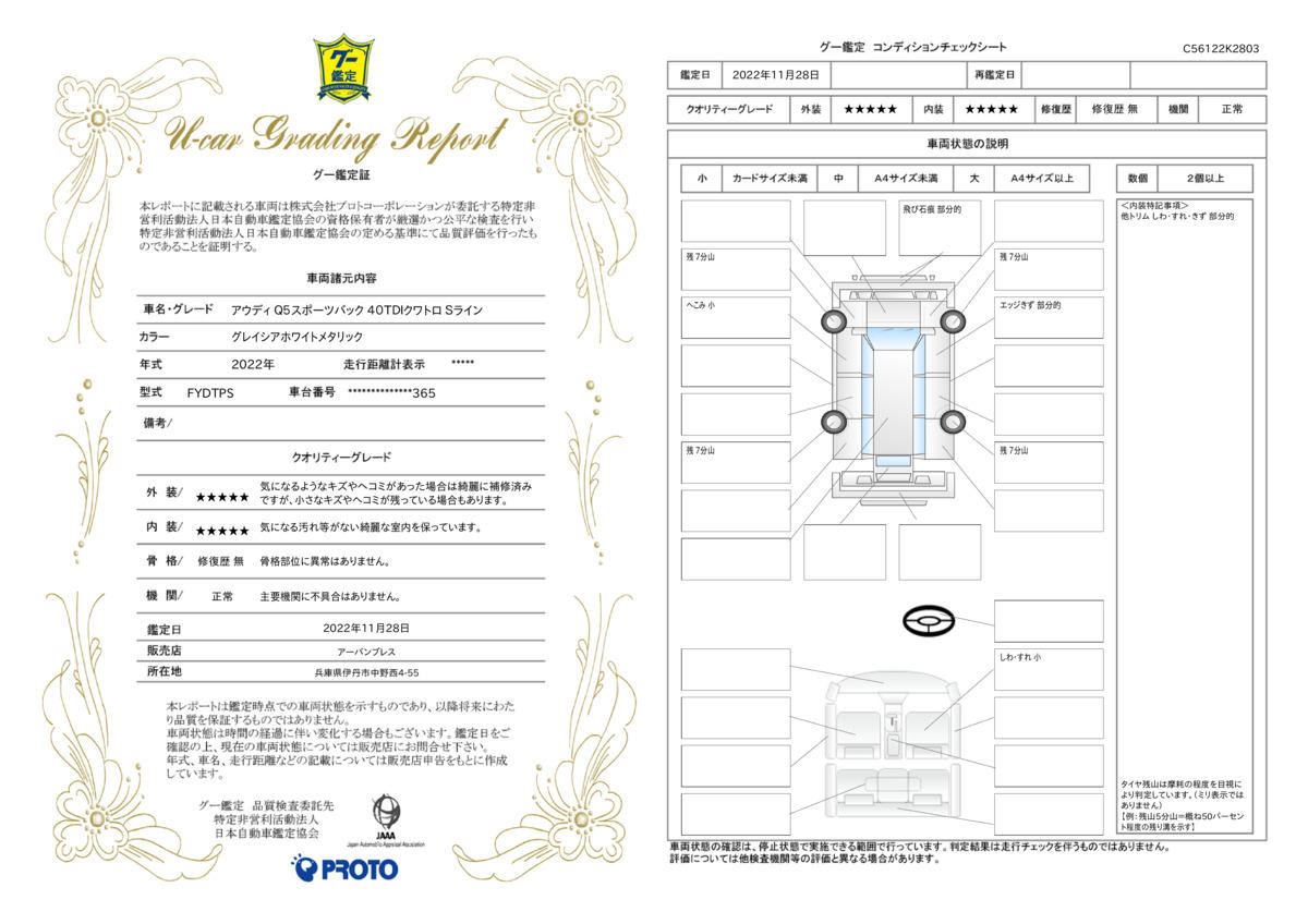 車両状態評価書