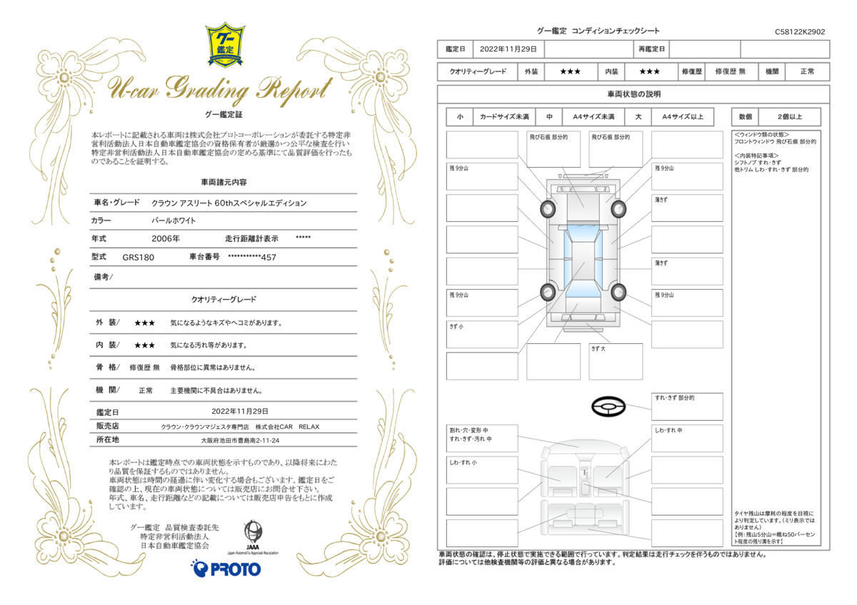 車両状態評価書